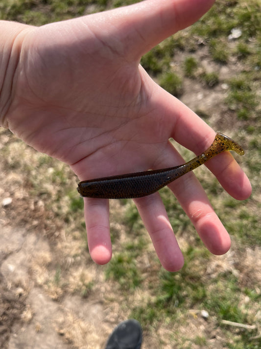 Green Pumpkin 4 Inch Paddle Tail ( 8 pack )